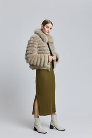 Lady-modelling-reversible-fox-fur-jacket