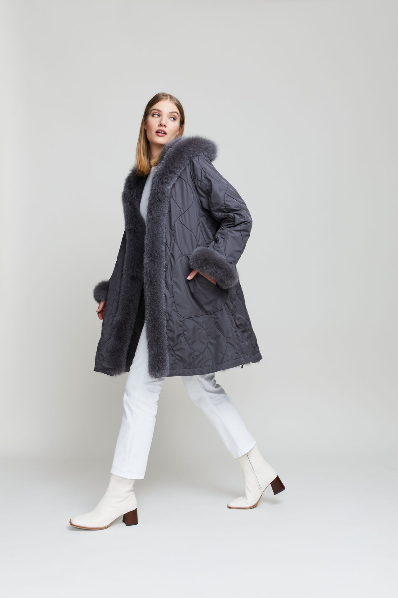 Coats with fur around the clearance hood