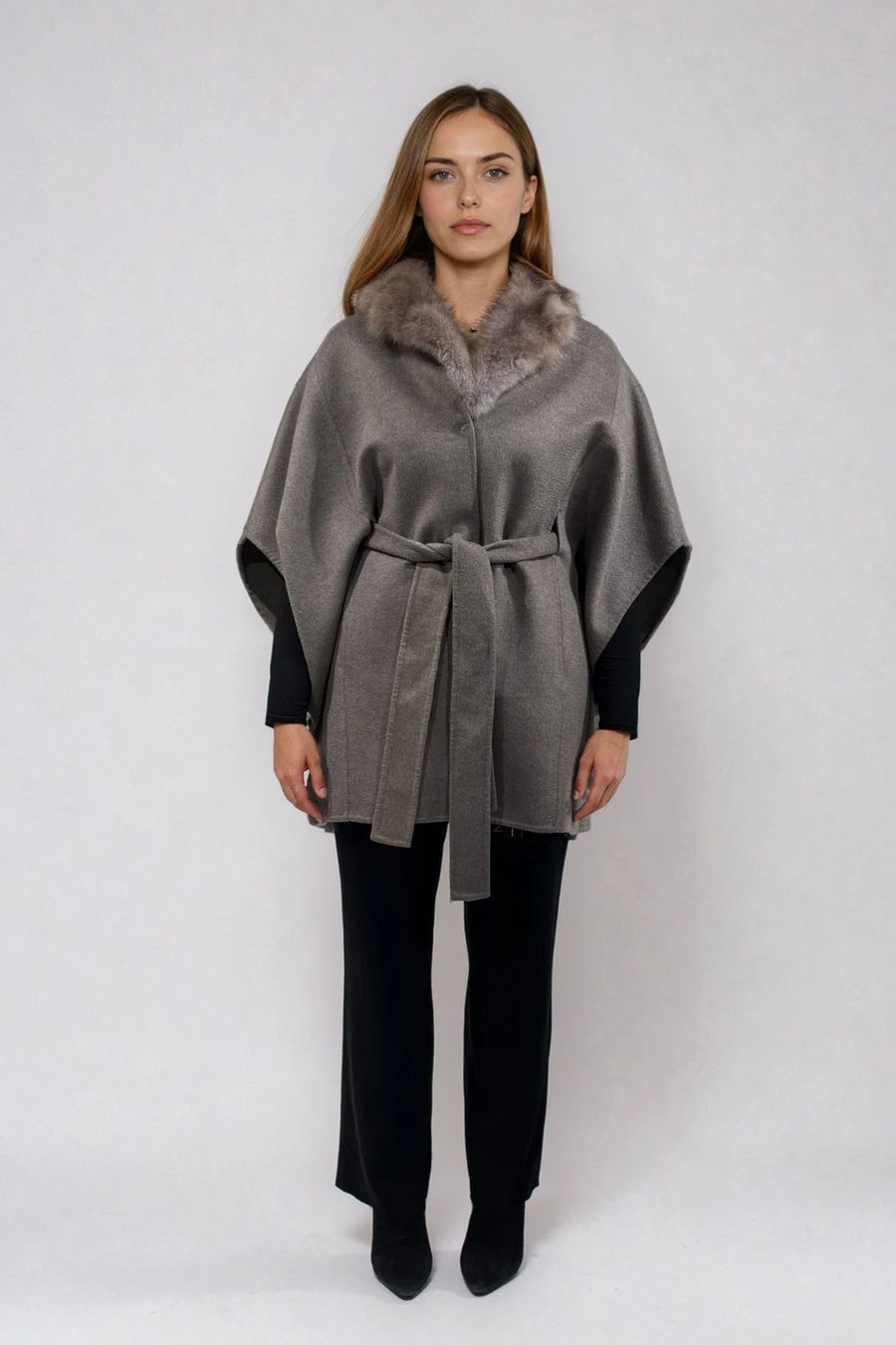 CASHMERE-WOOL CAPE WITH SABLE COLLAR