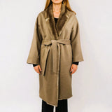 CASHMERE-WOOL COAT WITH MINK FUR TRIM