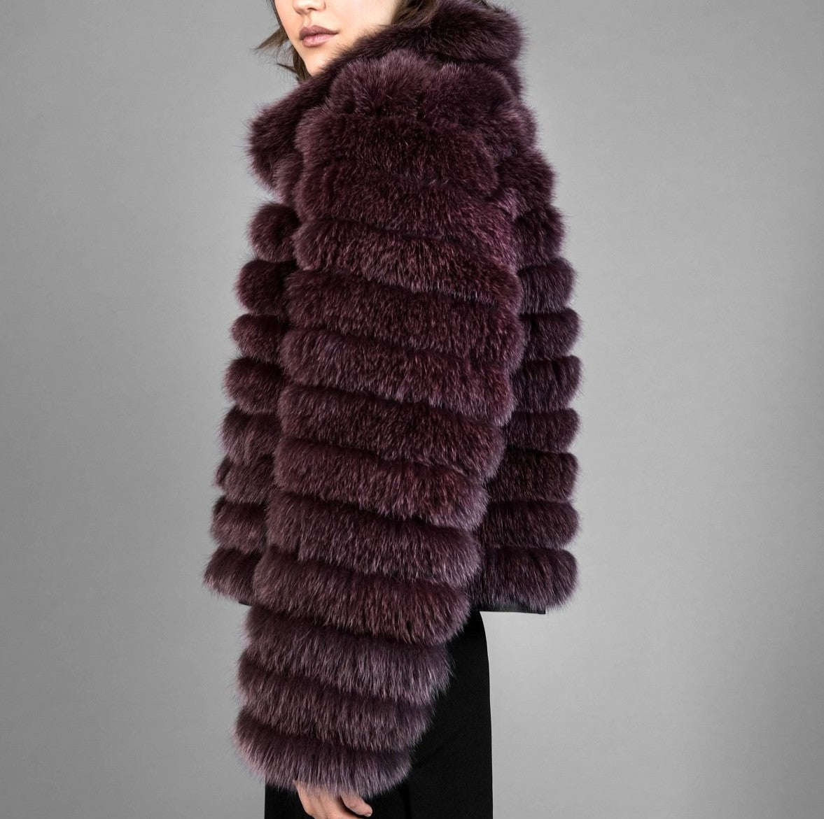 CROPPED REVERSIBLE FUR JACKET WITH COLLAR