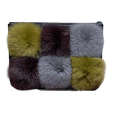 FOX FUR CLUTCH, BLOCK COLORS