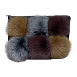 FOX FUR CLUTCH, BLOCK COLORS