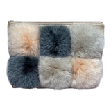 FOX FUR CLUTCH, BLOCK COLORS
