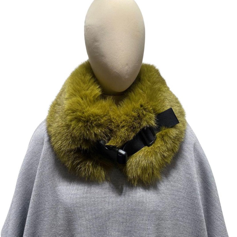A contemporary large fox fur collar with a plastic clip 