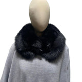 A black fox fur collar with a plastic clip