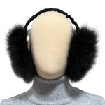 fur earmuffs made from almost black dyed fox fur 