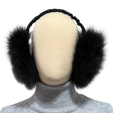 fur earmuffs made from almost black dyed fox fur 