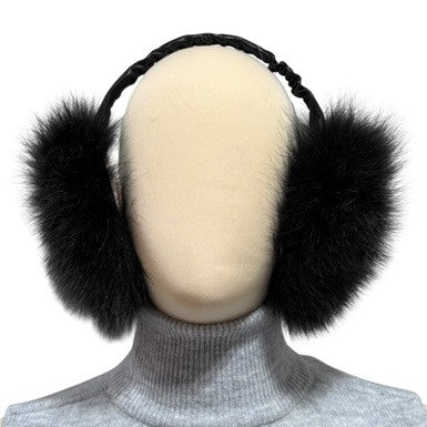 fur earmuffs made from almost black dyed fox fur 