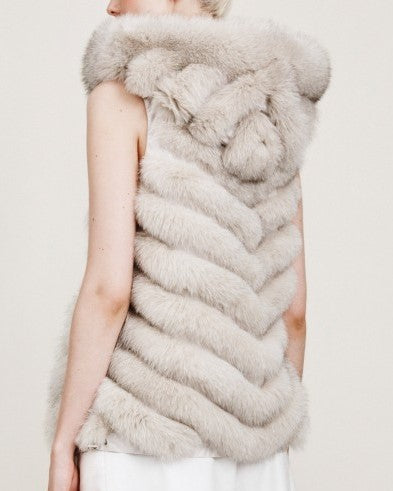 REVERSIBLE FUR VEST WITH HOOD