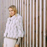 REVERSIBLE FUR JACKET WITH CROPPED SLEEVES