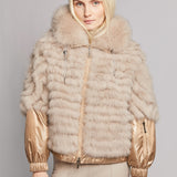 REVERSIBLE FUR SKI JACKET WITH HOOD