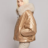 REVERSIBLE FUR SKI JACKET WITH HOOD