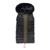 REVERSIBLE SLEEVELESS PARKA WITH FOX FUR