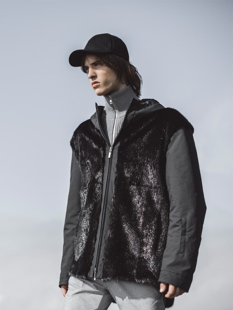 MEN'S FUR JACKET WITH HOOD