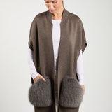 KNITTED VEST WITH FUR POCKETS
