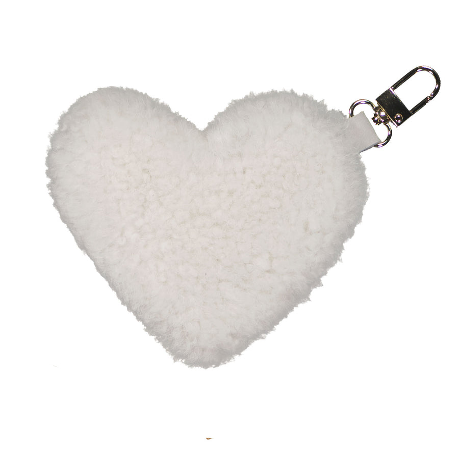 white shearling key chain or bag charm 
