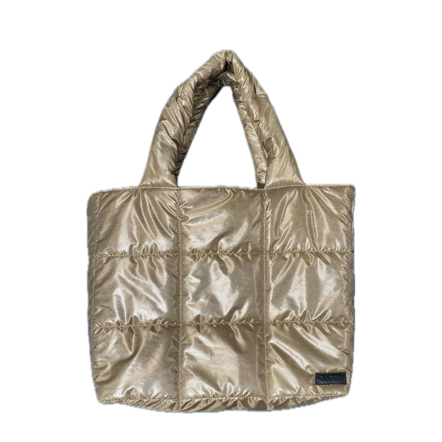 Gold quilted large tote bag 