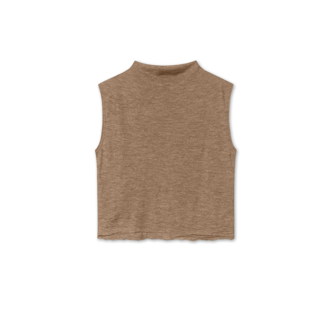 MERINO WOOL BOX VEST, DRAPED NECK