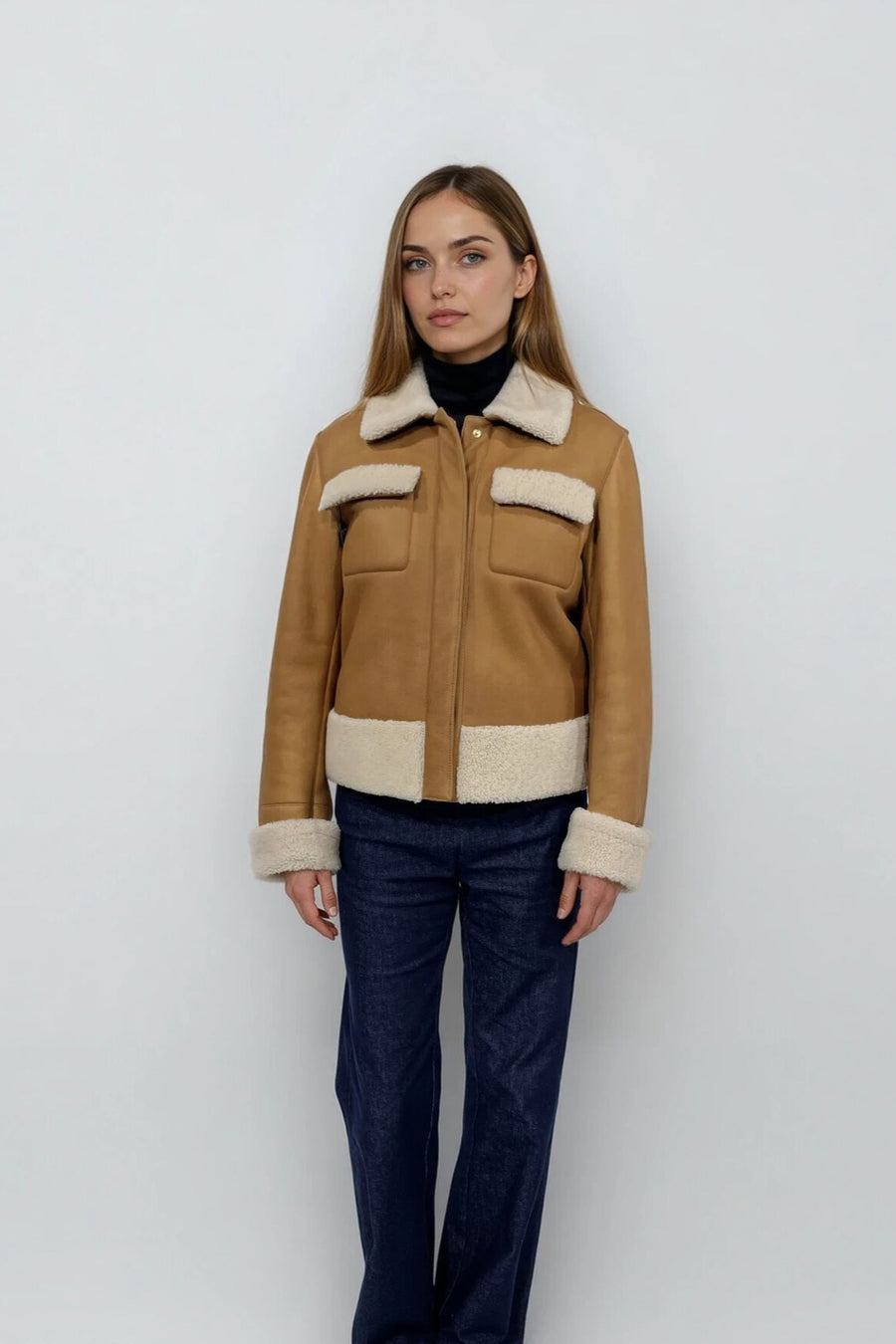 SHEARLING JACKET, CAMEL COLOR