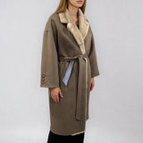 CASHMERE-WOOL COAT WITH MINK FUR TRIM