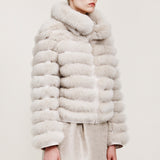 CROPPED REVERSIBLE FUR JACKET WITH COLLAR