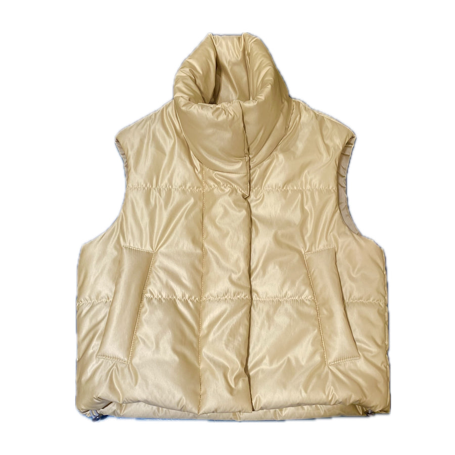 A down-like puffer vest in almost yellow color 