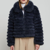 CROPPED REVERSIBLE FUR JACKET WITH COLLAR