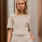 LINEN JACKET, CROPPED