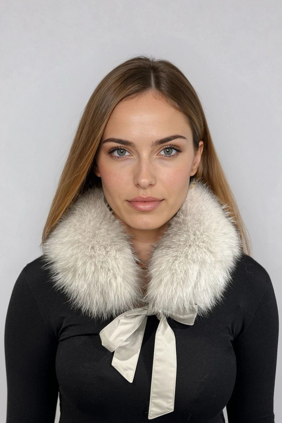 FOX FUR COLLAR WITH RIBBON