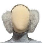 nearly white fox fur earmuffs made in FInland from Finnish fox fur 