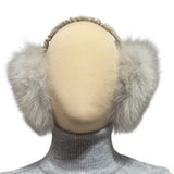 nearly white fox fur earmuffs made in FInland from Finnish fox fur 