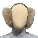 beige earmuffs made from real fox fur skins and leather