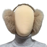 beige earmuffs made from real fox fur skins and leather