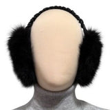 luxurious fur earmuffs made from black dyed fox fur  