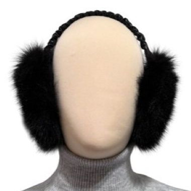 luxurious fur earmuffs made from black dyed fox fur  