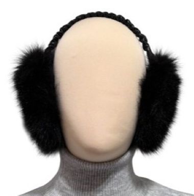 luxurious fur earmuffs made from black dyed fox fur  