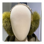 fox fur earmuffs in green color 