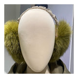fox fur earmuffs in green color 