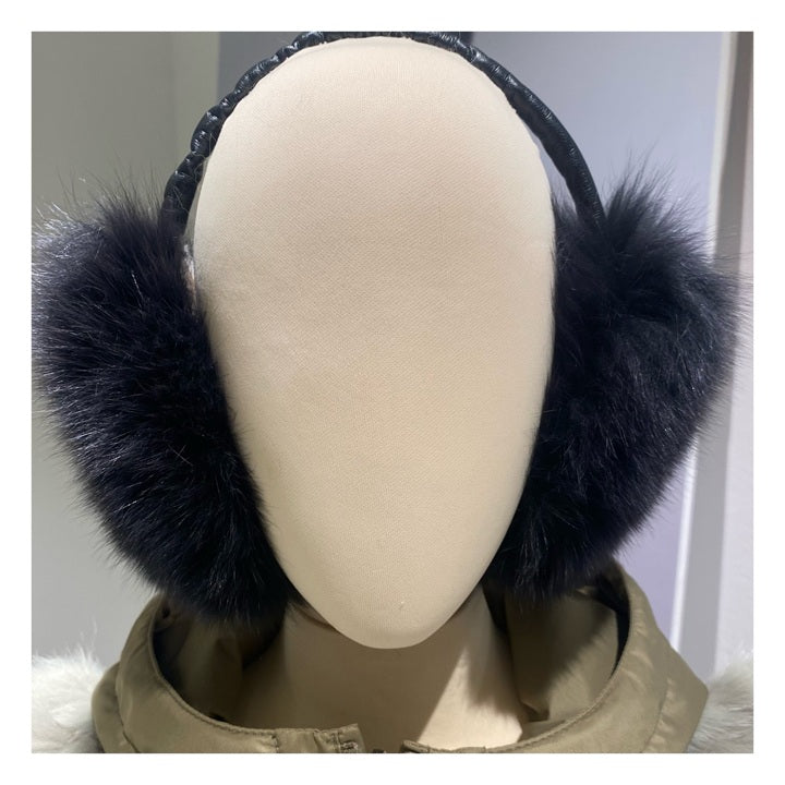 Black fox fur earmuffs 