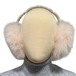 pink earmuffs made from real fox fur and leather