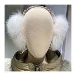 White fox fur earmuffs with adjustable headband 