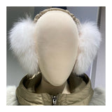 White fox fur earmuffs with adjustable headband 