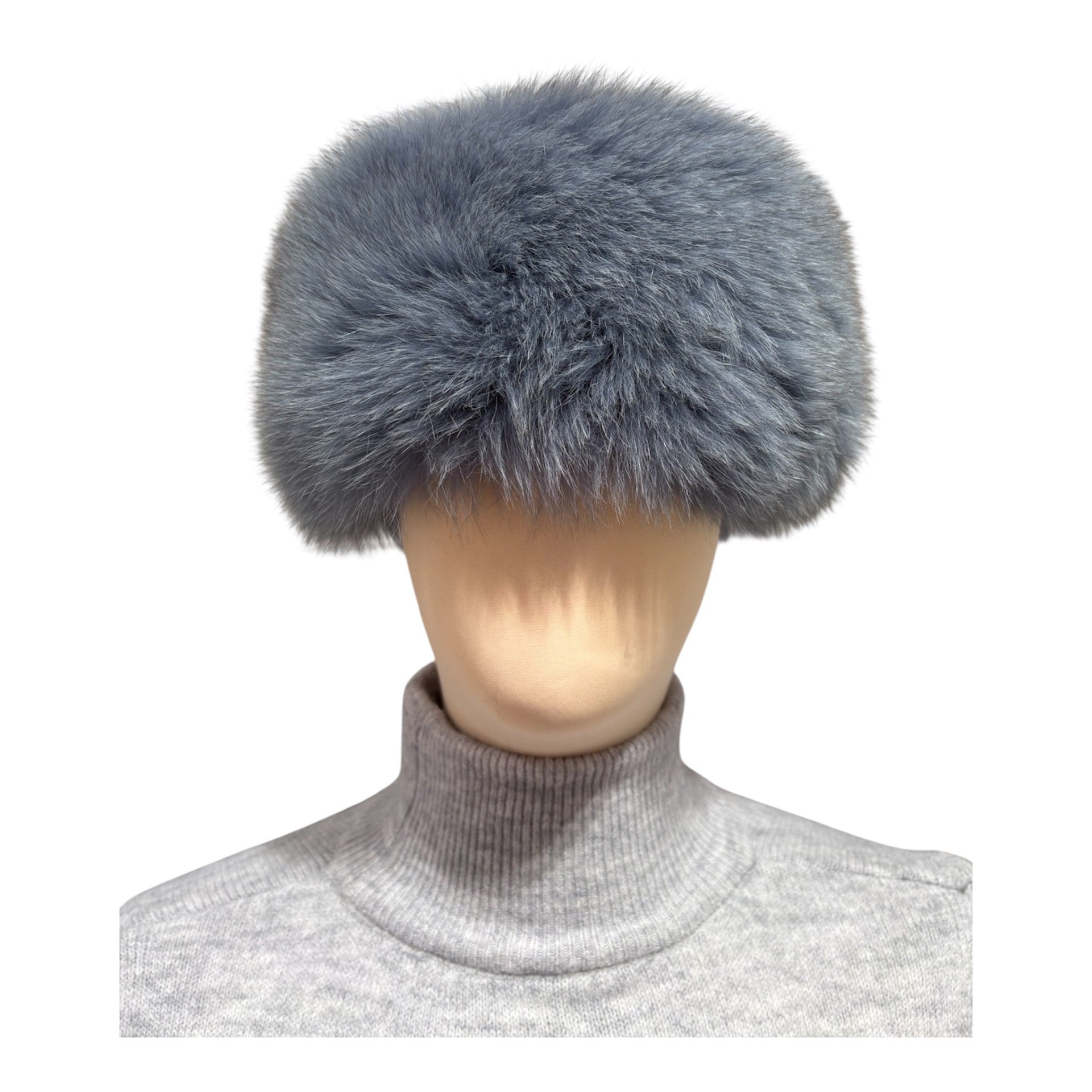 a fur hat made in pillbox style from real fox fur skins sourced through Saga Furs 
