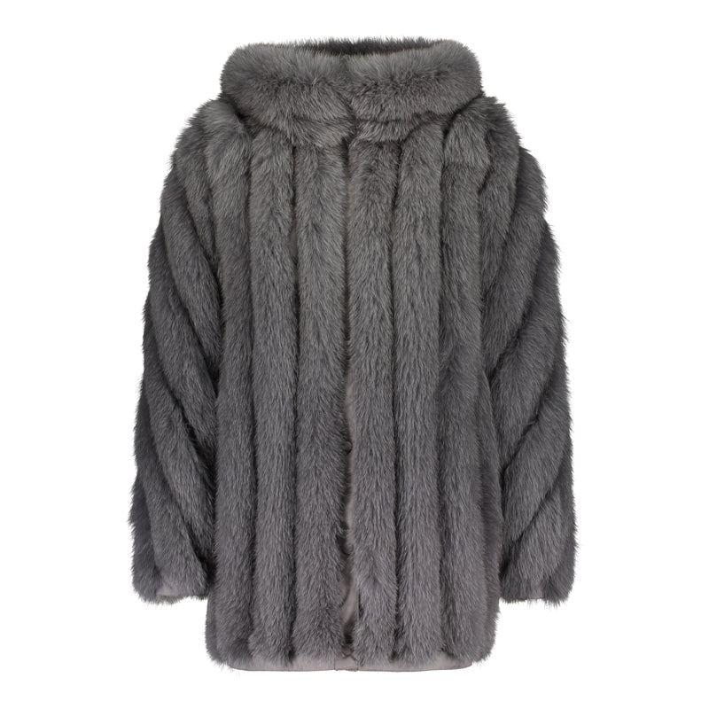 REVERSIBLE FUR COAT WITH SLEEVE DETAIL