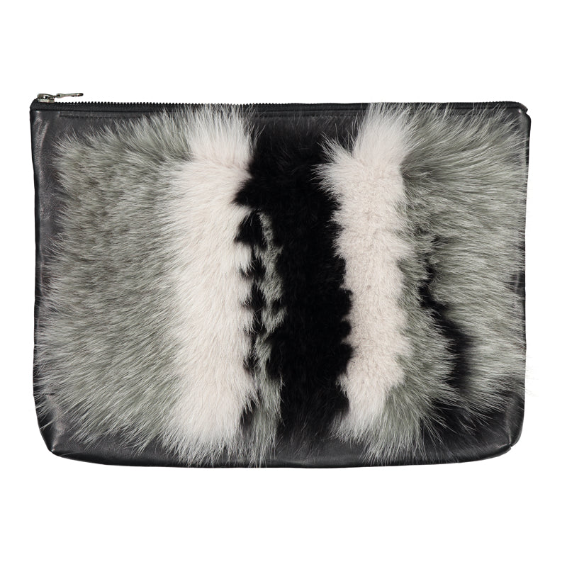 FOX FUR CLUTCH, MULTICOLOR