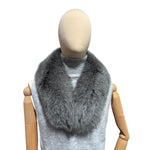 A large fox fur collar in grey color to combine with a Wool coat 