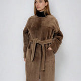 SHEARLING COAT WITH BELT