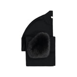 Black merino vest with a large fur pocket
