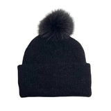 MOHAIR BEANIE WITH FUR POMPOM